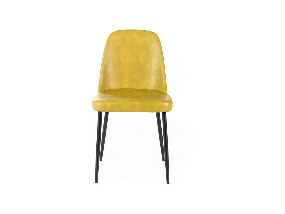 Set di 4 sedie moderne da pranzo senape "Damasco" imbottite in similpelle soft touch