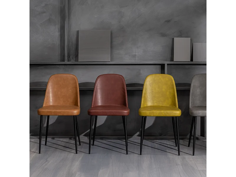 Set di 4 sedie moderne da pranzo senape "Damasco" imbottite in similpelle soft touch