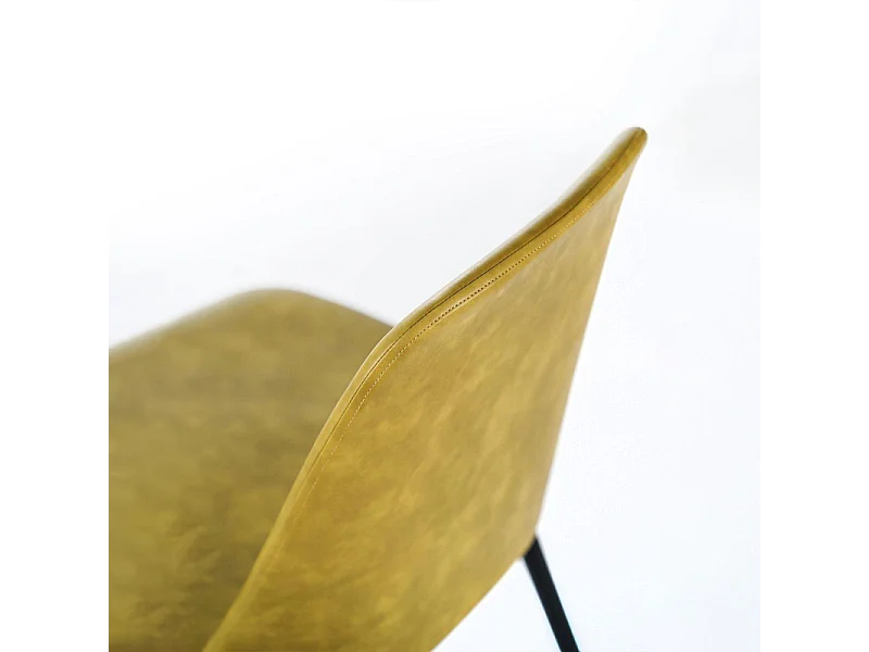 Set di 4 sedie moderne da pranzo senape "Damasco" imbottite in similpelle soft touch