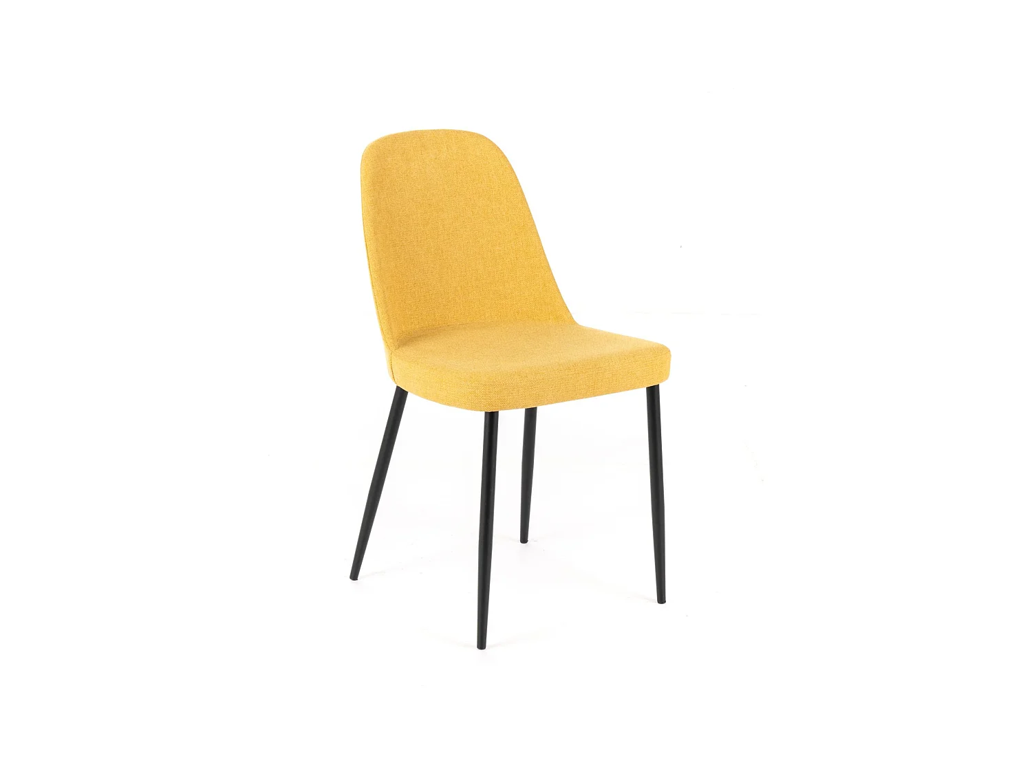 Lot de 4 chaises modernes en tissu jaune "Giglio" avec pieds en métal peint, 46x55 cm, hauteur 85 cm