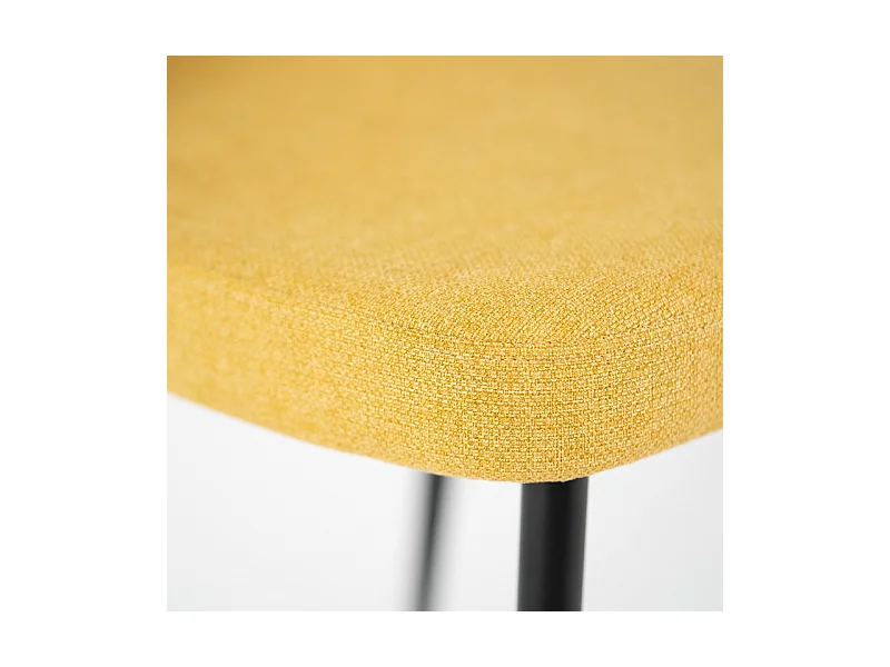 Lot de 4 chaises modernes en tissu jaune "Giglio" avec pieds en métal peint, 46x55 cm, hauteur 85 cm