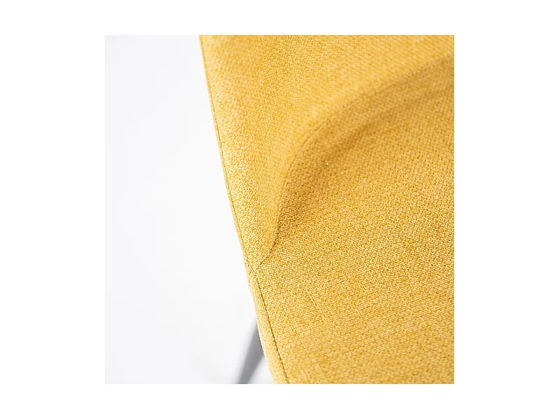 Lot de 4 chaises modernes en tissu jaune "Giglio" avec pieds en métal peint, 46x55 cm, hauteur 85 cm