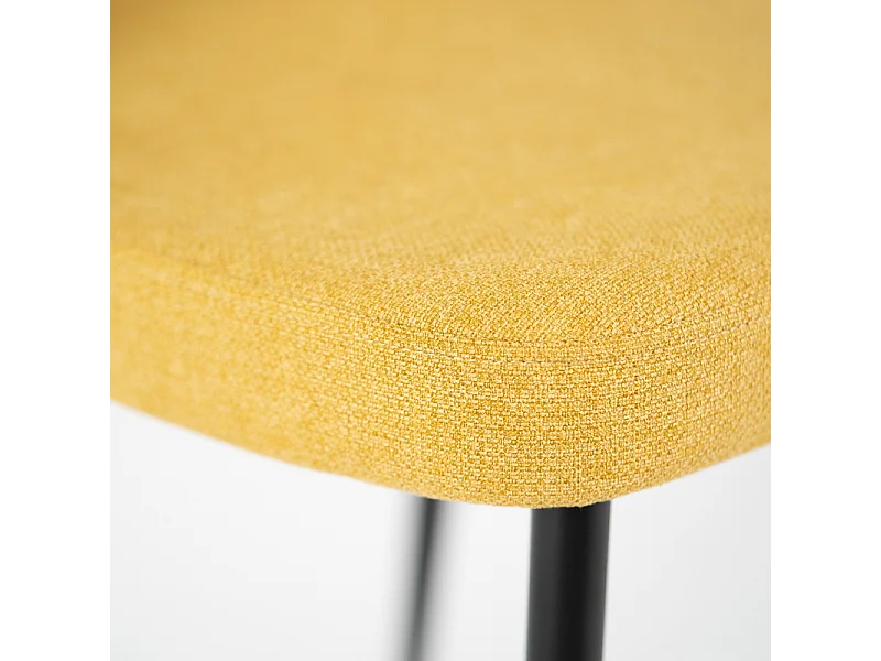 Zestaw 4 nowoczesnych żółtych krzeseł z tkaniny "Giglio" z malowanymi metalowymi nogami, 46x55 cm, wys. 85 cm