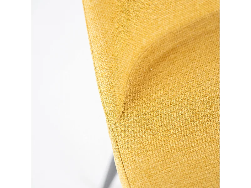 Zestaw 4 nowoczesnych żółtych krzeseł z tkaniny "Giglio" z malowanymi metalowymi nogami, 46x55 cm, wys. 85 cm