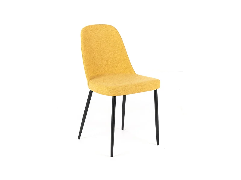 Set di 4 sedie moderne in tessuto gialle "Giglio" con gambe in metallo verniciato cm 46x55 85h