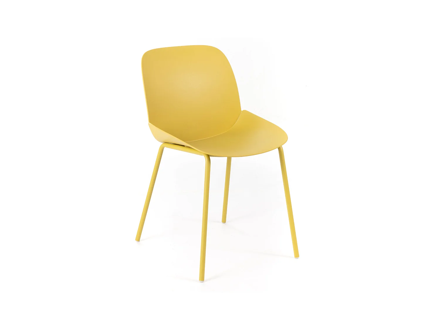 Lot de 4 chaises modernes en polypropylène jaune "Azzurra" avec structure en métal peint pour salon