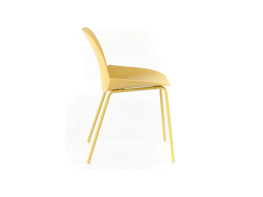 Lot de 4 chaises modernes en polypropylène jaune "Azzurra" avec structure en métal peint pour salon