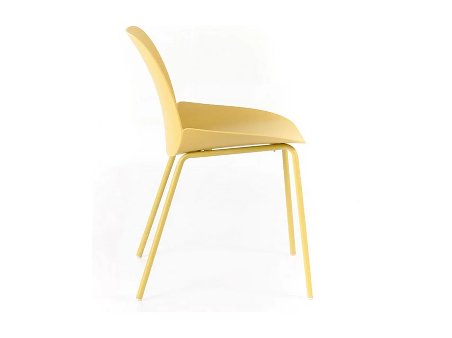 Lot de 4 chaises modernes en polypropylène jaune "Azzurra" avec structure en métal peint pour salon