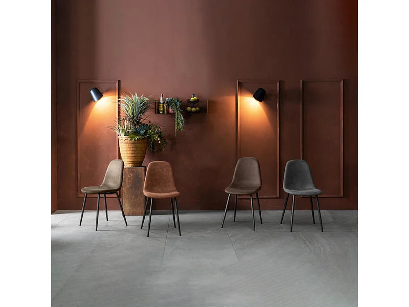 Set di 4 sedie imbottite grigio "Ginestra" moderni in similpelle cm 50x44 84h