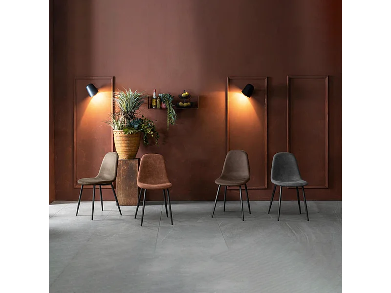 Set di 4 sedie imbottite grigio "Ginestra" moderni in similpelle cm 50x44 84h