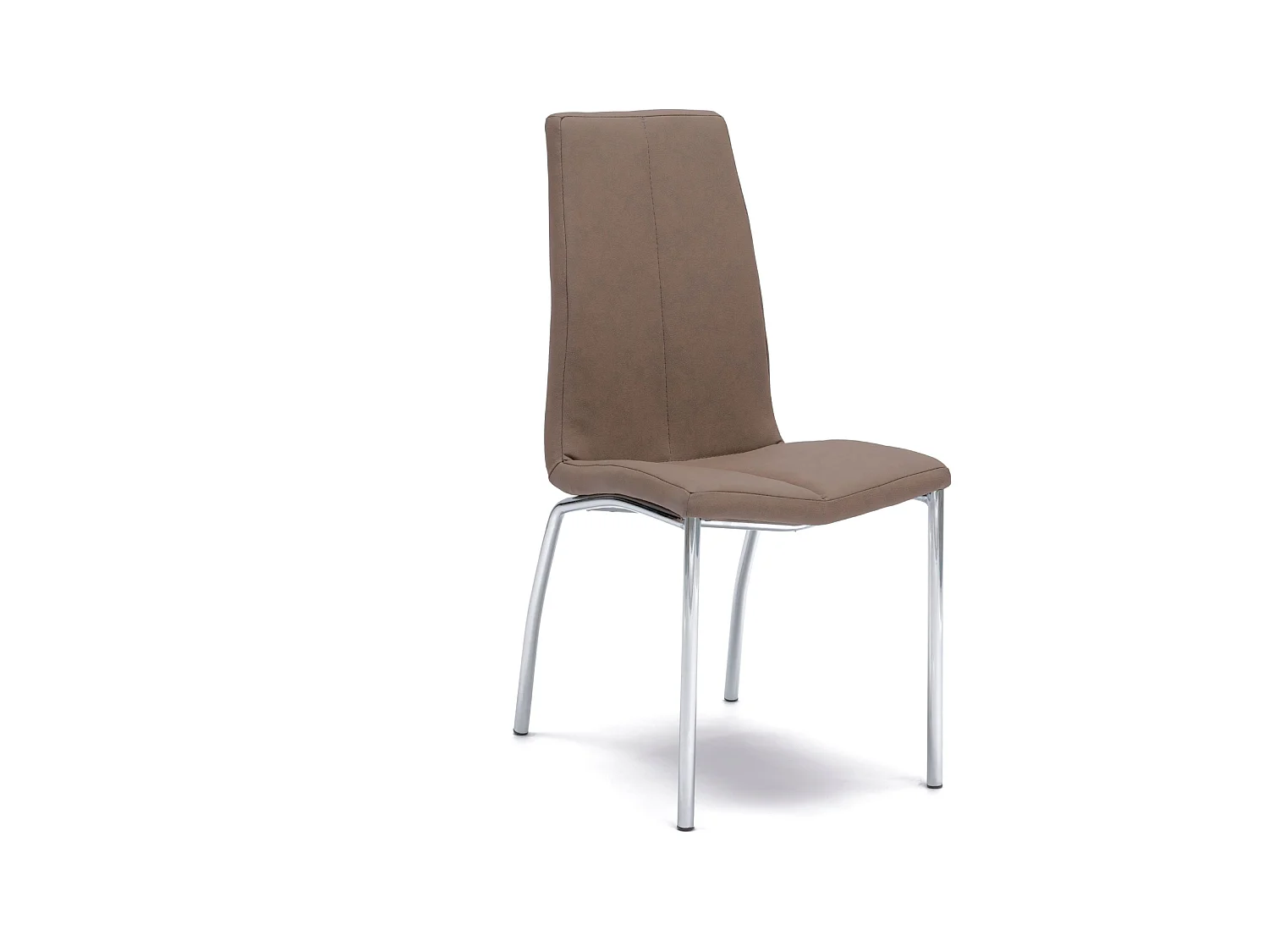 Set di 4 sedie imbottite in similpelle marrone "Pilea" moderne con gambe in metallo cm 44x43 92h