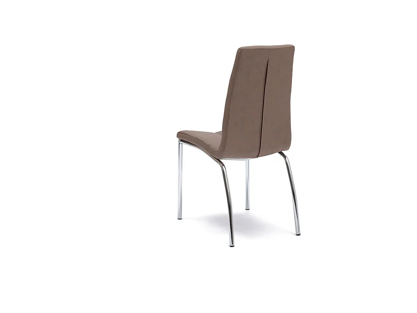 Set di 4 sedie imbottite in similpelle marrone "Pilea" moderne con gambe in metallo cm 44x43 92h