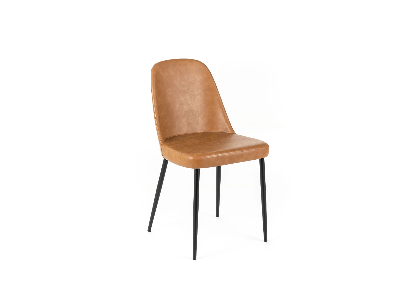 Set di 4 sedie moderne da pranzo caramello "Damasco" imbottite in similpelle soft touch