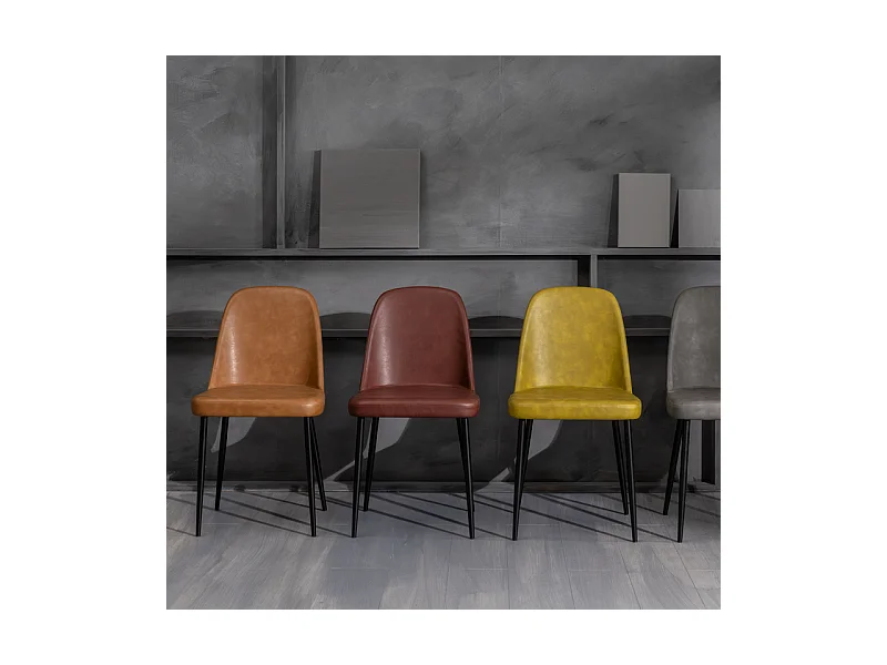 Set di 4 sedie moderne da pranzo caramello "Damasco" imbottite in similpelle soft touch