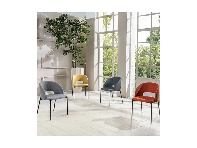 Set di 4 sedie moderne imbottite "Erica" da pranzo in tessuto arancione cm 56x52 78,5h