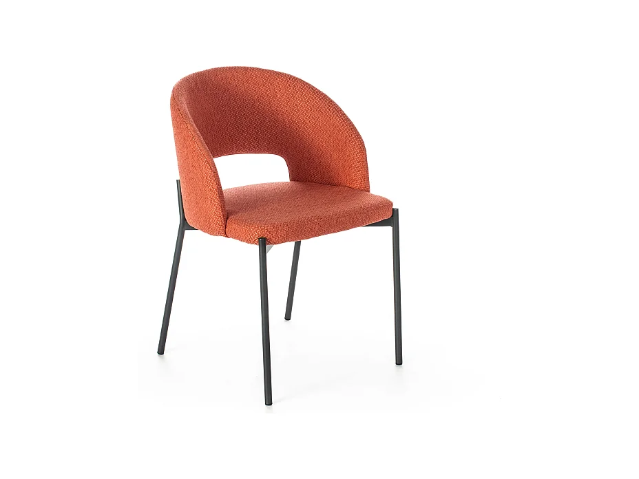 Set di 4 sedie moderne imbottite "Erica" da pranzo in tessuto arancione cm 56x52 78,5h