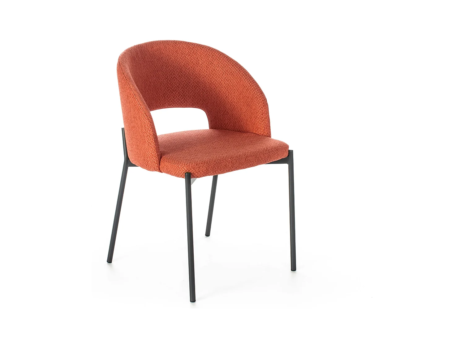 Ensemble de 4 chaises de salle à manger modernes rembourrées "Erica" ​​en tissu orange, 56x52 cm, hauteur 78,5 cm.
