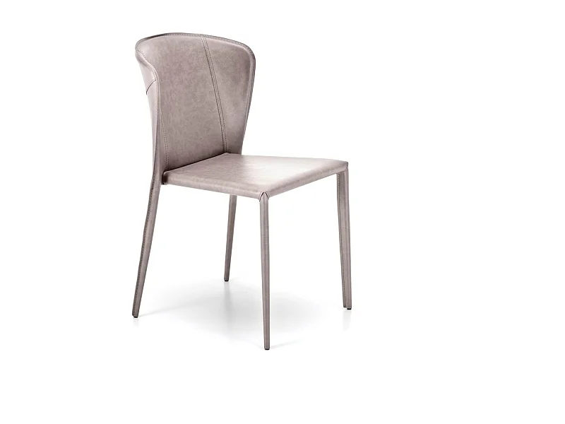 Conjunto de 4 cadeiras modernas em pele sintética cinza claro "Glicine" para sala de estar elegante 56x49 cm 82h