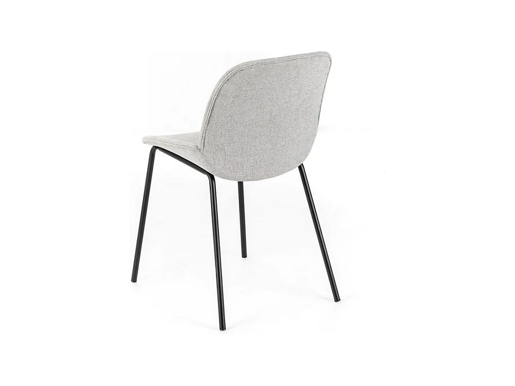 Set di 4 sedie da pranzo in tessuto grigio chiaro "Sami" con gambe in metallo verniciato eleganti moderne