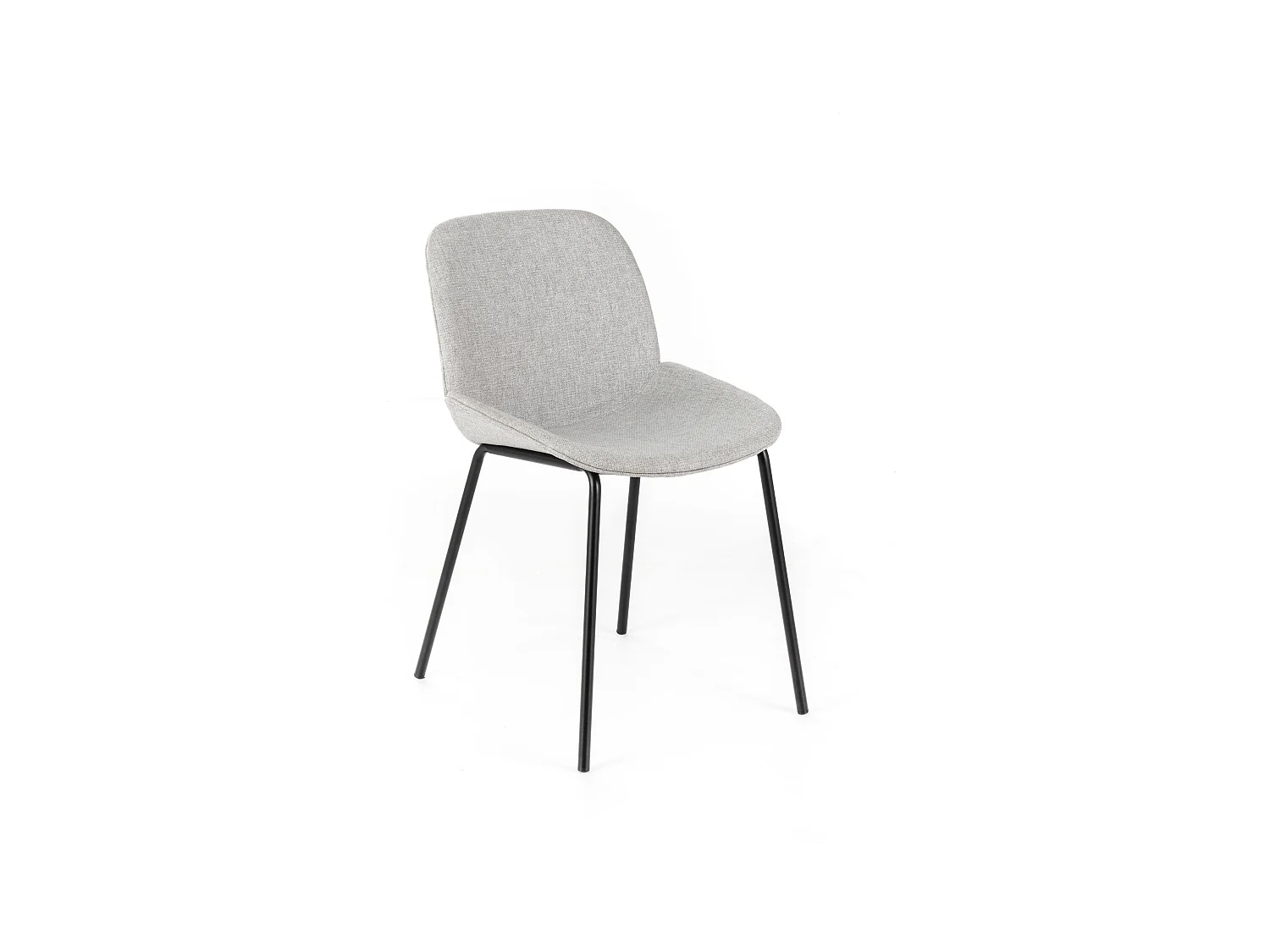 Ensemble de 4 chaises de salle à manger en tissu gris clair « Sami » avec pieds élégants et modernes en métal peint