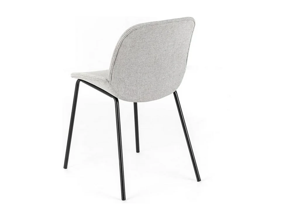 Set di 4 sedie da pranzo in tessuto grigio chiaro "Sami" con gambe in metallo verniciato eleganti moderne