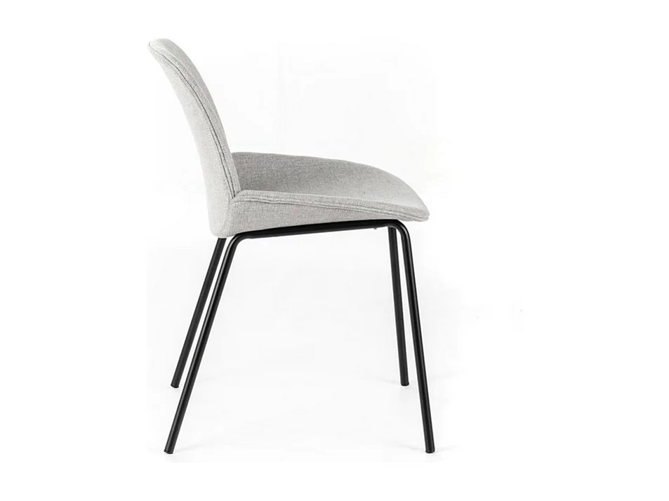 Set di 4 sedie da pranzo in tessuto grigio chiaro "Sami" con gambe in metallo verniciato eleganti moderne