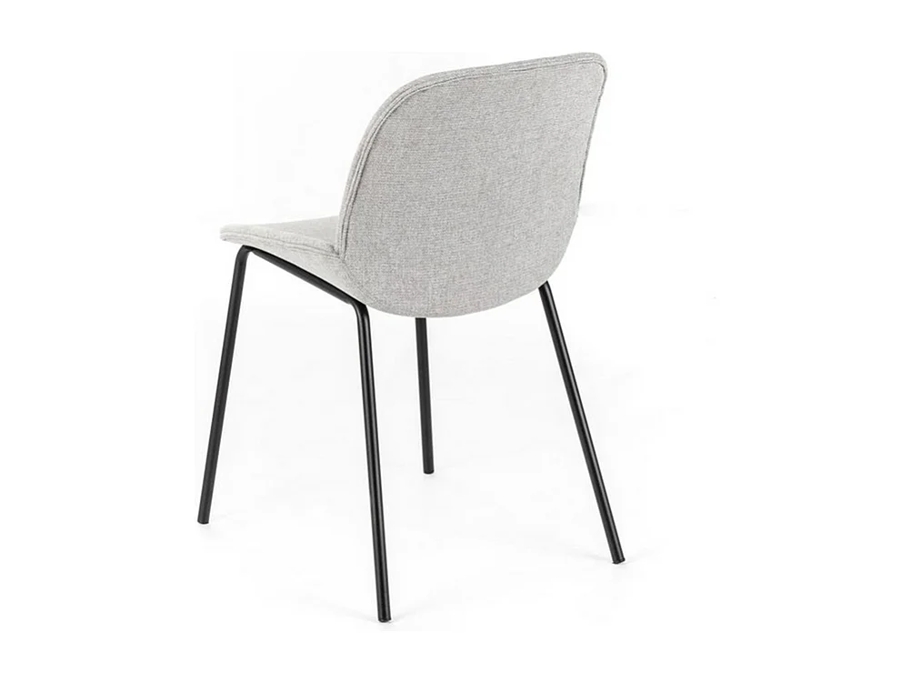 Set di 4 sedie da pranzo in tessuto grigio chiaro "Sami" con gambe in metallo verniciato eleganti moderne