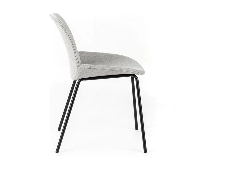 Set di 4 sedie da pranzo in tessuto grigio chiaro "Sami" con gambe in metallo verniciato eleganti moderne