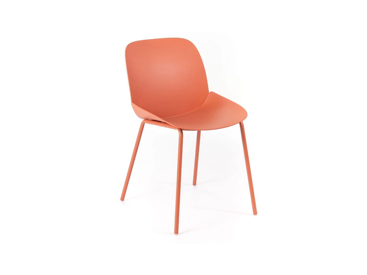 Lot de 4 chaises modernes en polypropylène orange "Azzurra" avec structure en métal peint pour salon