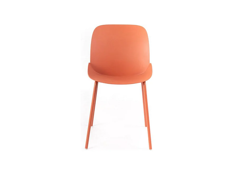 Lot de 4 chaises modernes en polypropylène orange "Azzurra" avec structure en métal peint pour salon