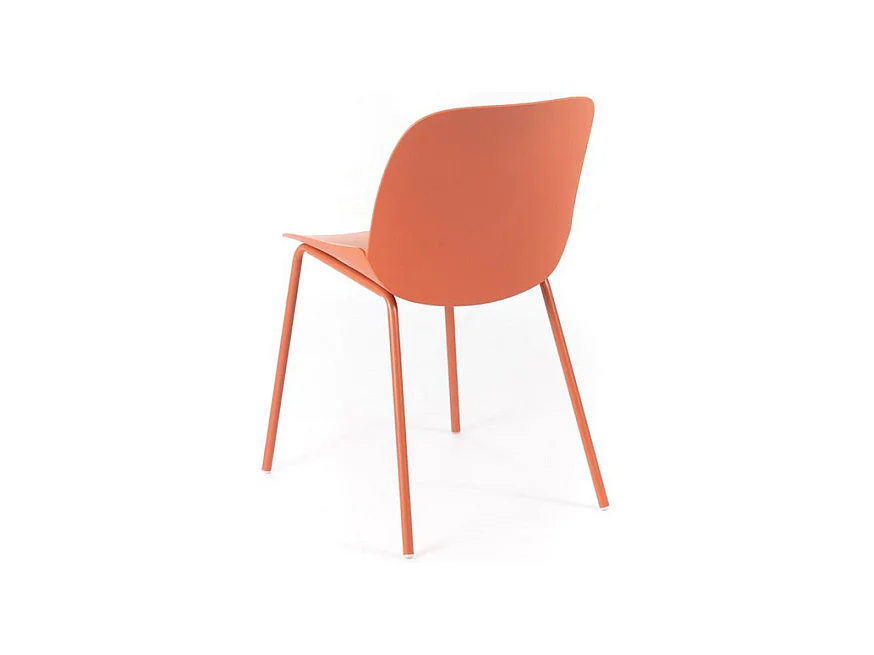 Lot de 4 chaises modernes en polypropylène orange "Azzurra" avec structure en métal peint pour salon
