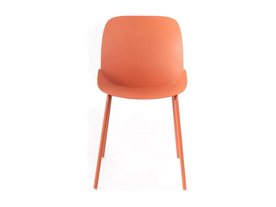 Set di 4 sedie moderne in polipropilene arancione "Azzurra" con struttura in metallo verniciato da soggiorno