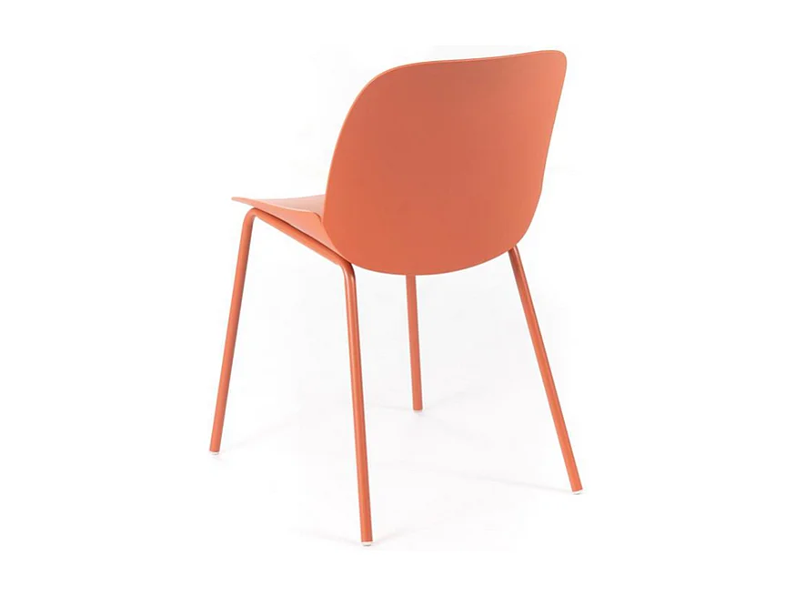 Set di 4 sedie moderne in polipropilene arancione "Azzurra" con struttura in metallo verniciato da soggiorno