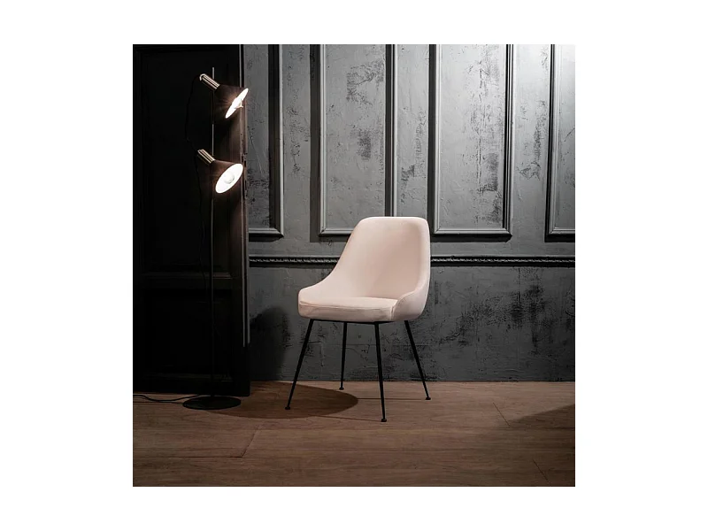 Sedia moderna imbottita "Alyssa" effetto velluto bianco cm 49,5x48,5 80h