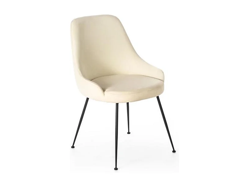 Chaise rembourrée moderne "Alyssa" effet velours blanc cm 49,5x48,5 80h