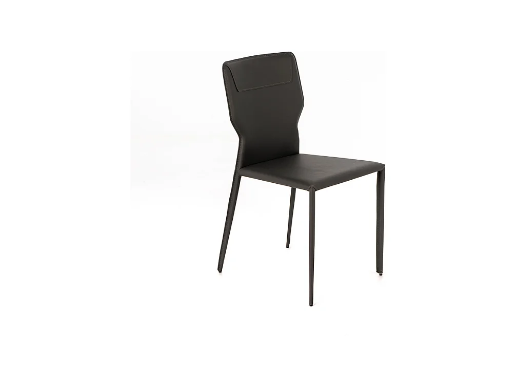 Set di 2 sedie in similcuoio grigio scuro "Quito" moderne con gambe in metallo cm 44x56 86,5h