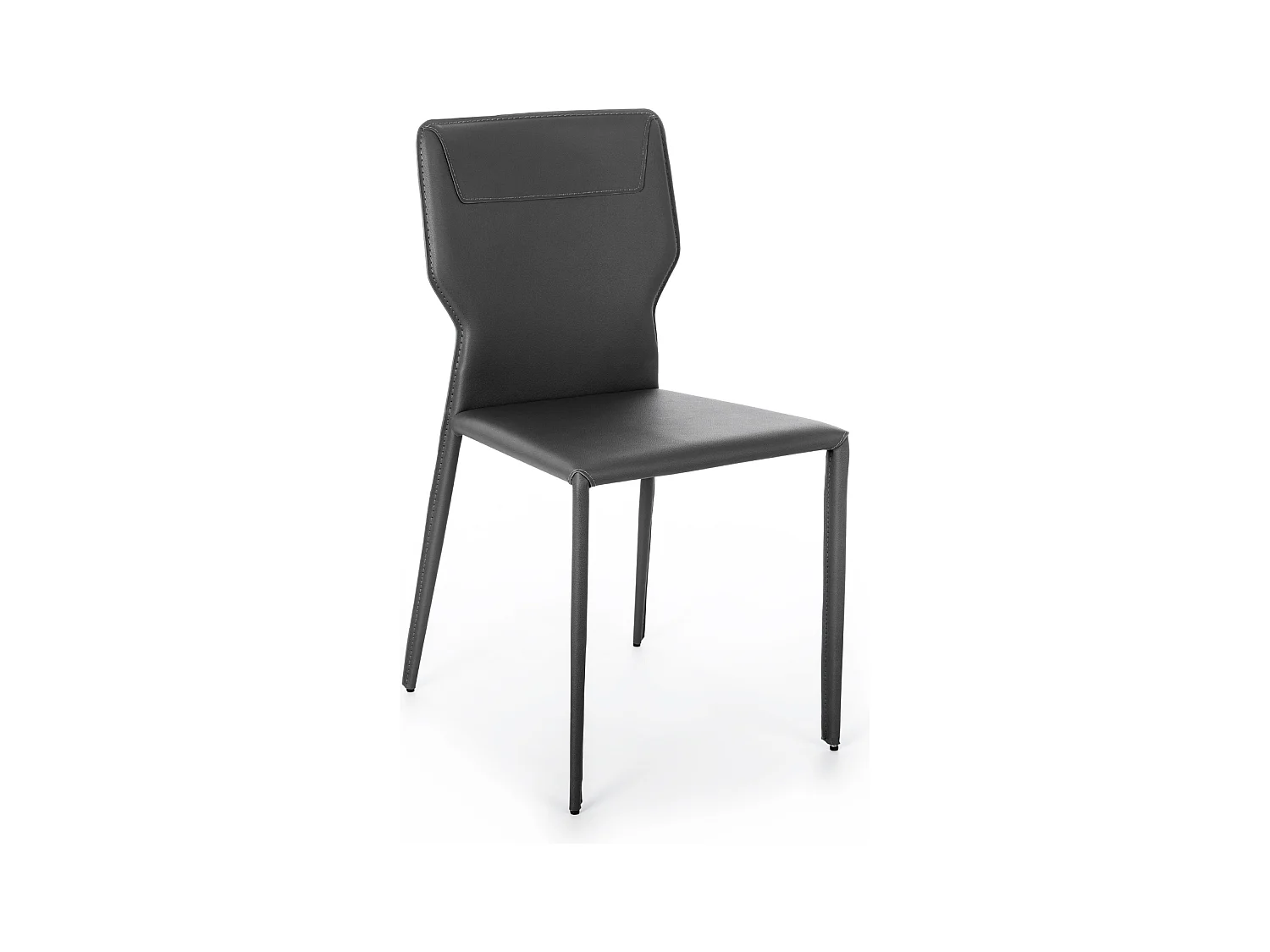 Lot de 2 chaises modernes "Quito" en similicuir gris foncé avec pieds en métal cm 44x56 86,5h
