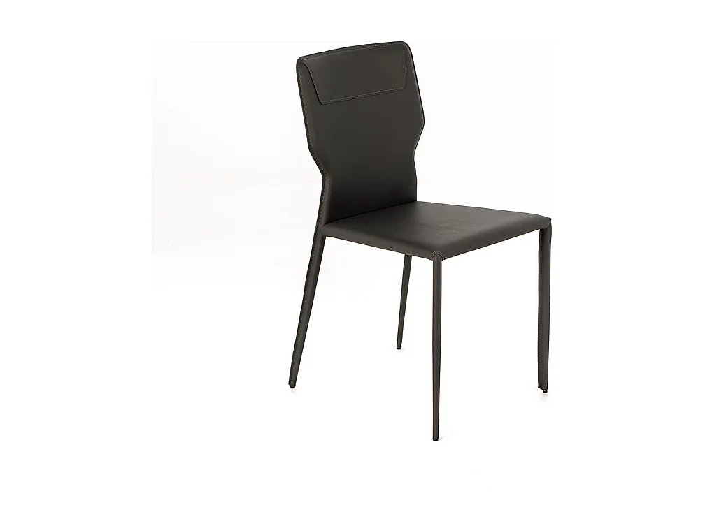 Set di 2 sedie in similcuoio grigio scuro "Quito" moderne con gambe in metallo cm 44x56 86,5h