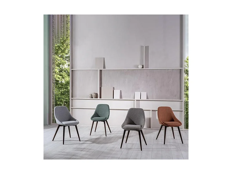 Lot de 4 chaises de salle à manger modernes en tissu vert "Zaira" structure en bois cm 49x58 85h