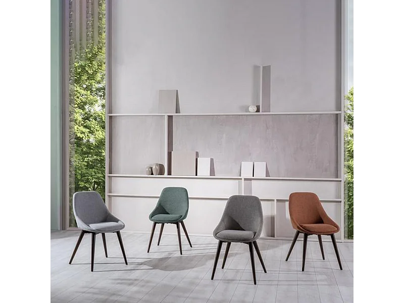 Lot de 4 chaises de salle à manger modernes en tissu vert "Zaira" structure en bois cm 49x58 85h