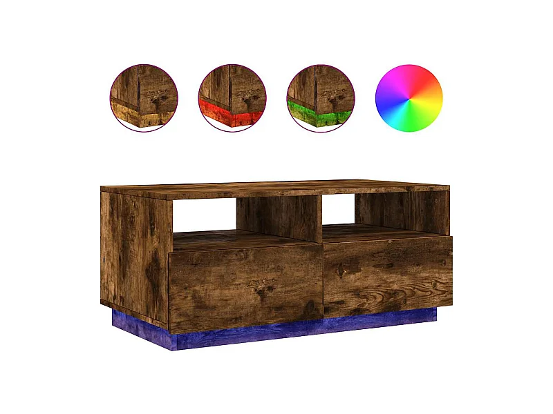 Table basse de salon bois marron 90 x 49 x 40 cm DEC037623