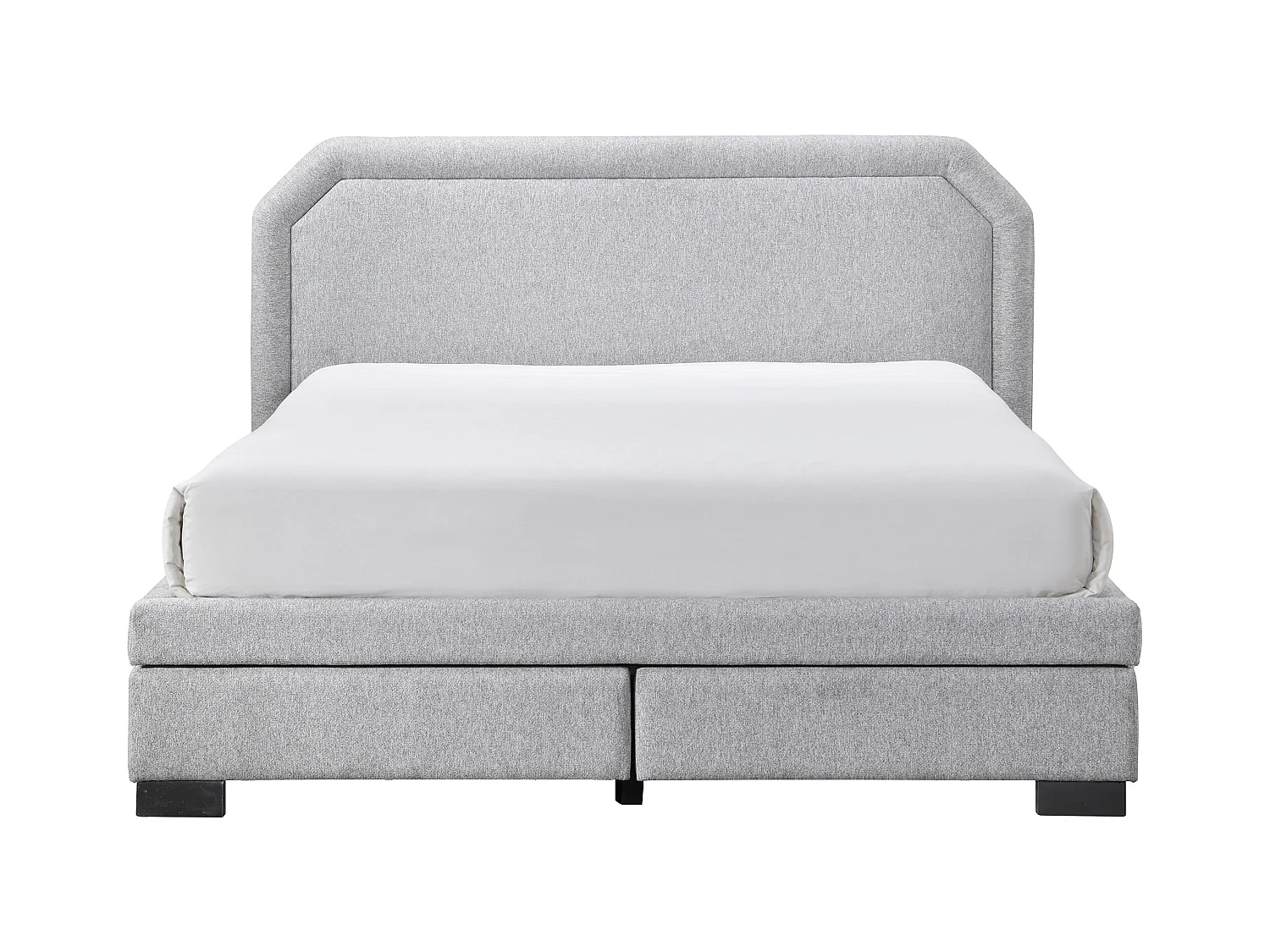 Lit avec tiroirs 180 x 200 cm - Tissu - Gris clair + Matelas - INASTO