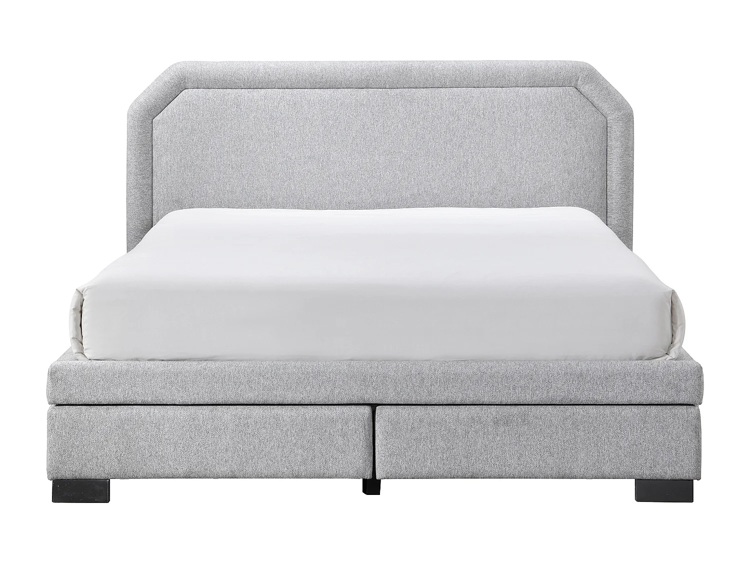 Lit avec tiroirs 180 x 200 cm - Tissu - Gris clair + Matelas - INASTO