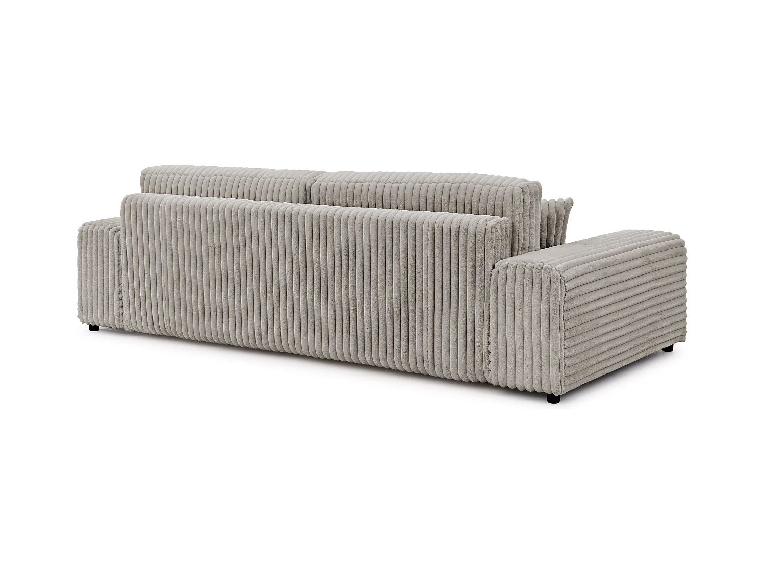 Mollis -  Sofa mit Schlaffunktion und Bettkasten aus Hellgrau Plüschcord mit schöner Sitzkomfort