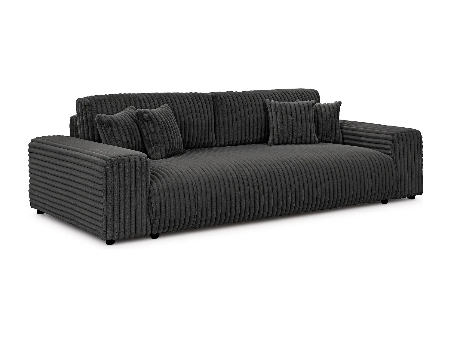 Mollis -  Sofa mit Schlaffunktion und Bettkasten aus Dunkelgrau Plüschcord mit schöner Sitzkomfort