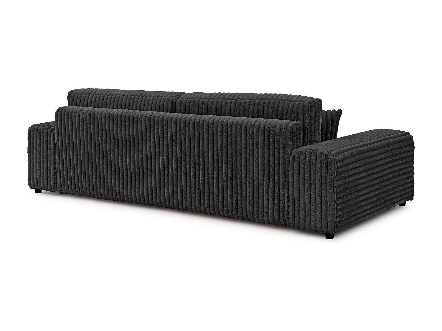 Mollis -  Sofa mit Schlaffunktion und Bettkasten aus Dunkelgrau Plüschcord mit schöner Sitzkomfort