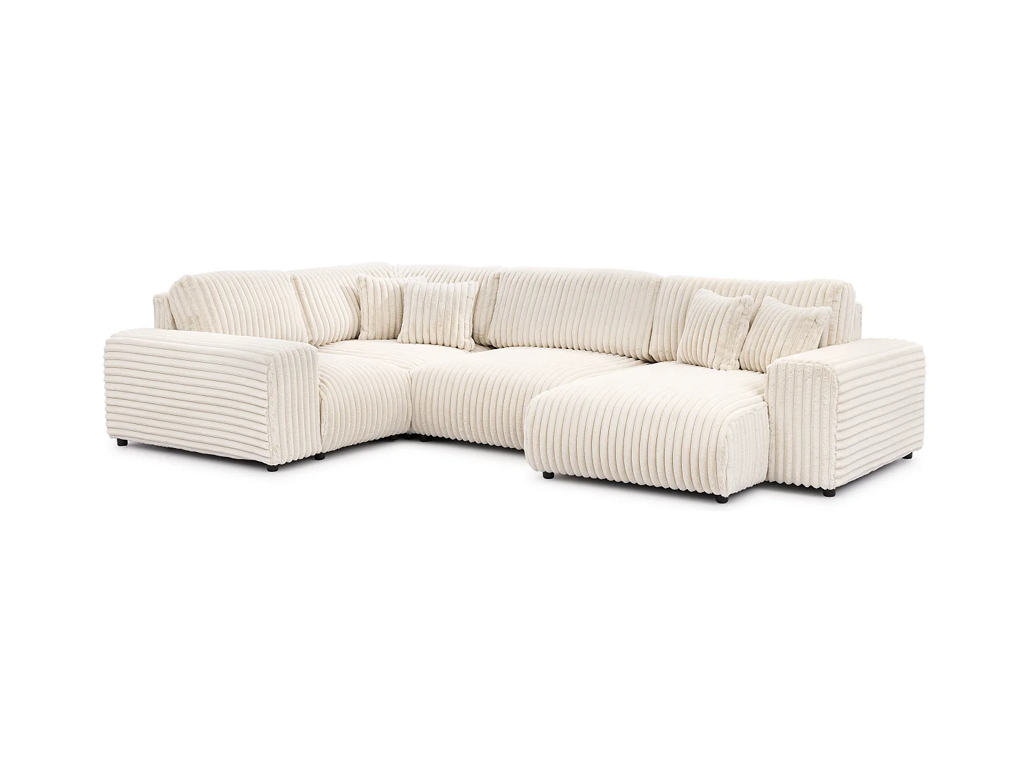 Mollis -  Wohnlandschaft im XXL-Format aus Hellbeige Plüschcord mit schöner Sitzkomfort