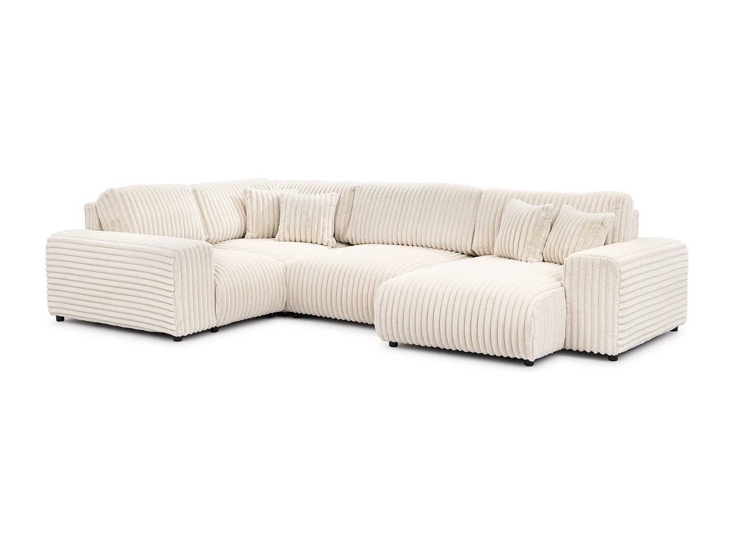 Mollis -  Wohnlandschaft im XXL-Format aus Hellbeige Plüschcord mit schöner Sitzkomfort