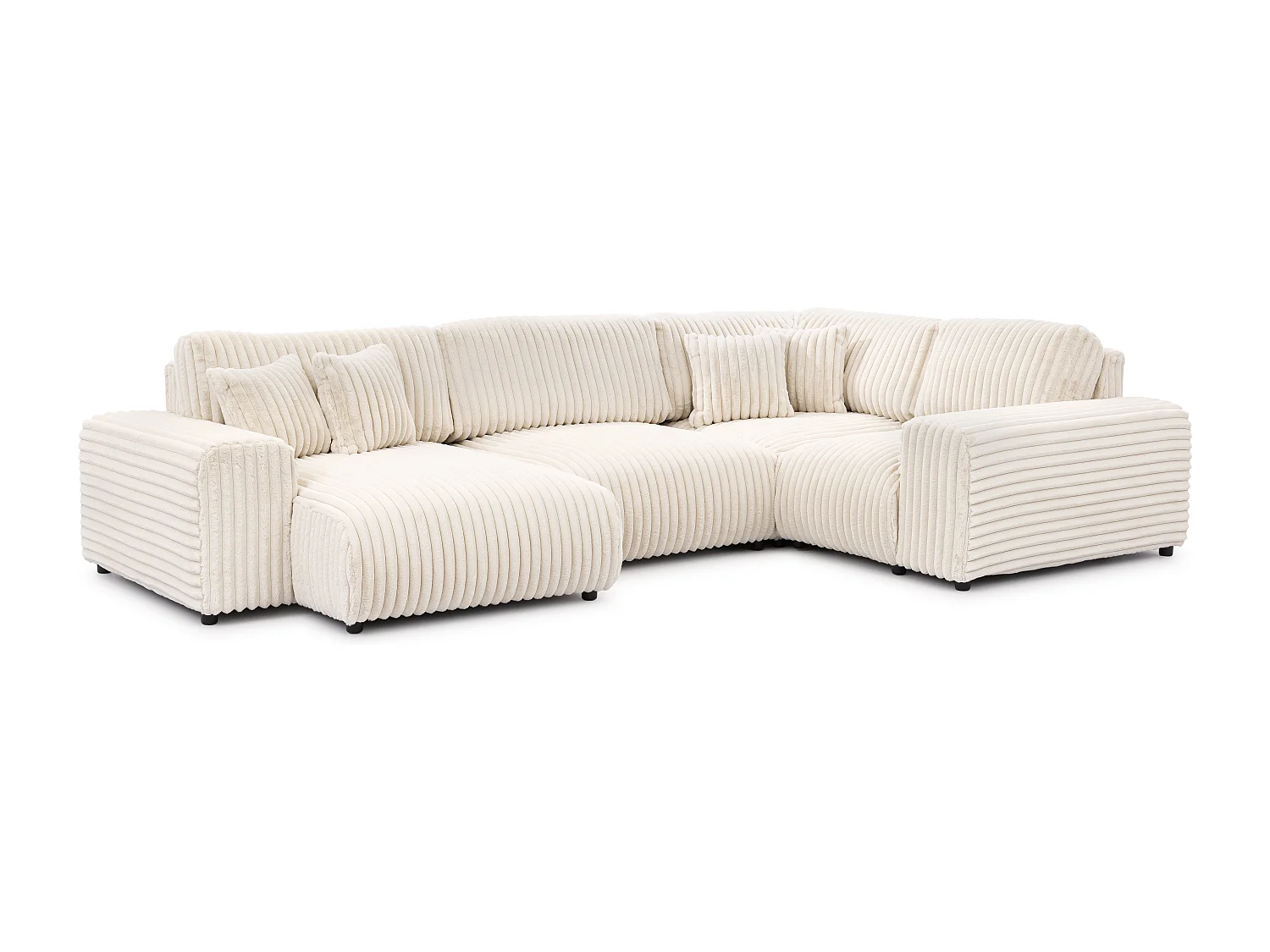 Mollis -  Wohnlandschaft im XXL-Format aus Hellbeige Plüschcord mit schöner Sitzkomfort