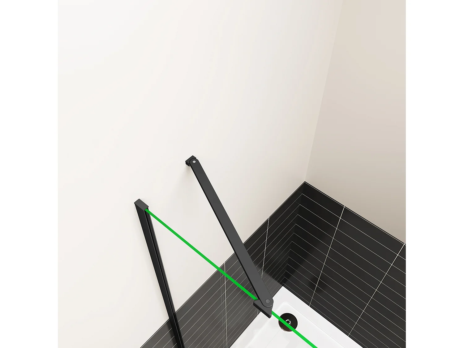 Stabilisatiestang hoek 45 graden ,voor glasdikte 6-8 mm.(Mat zwart)